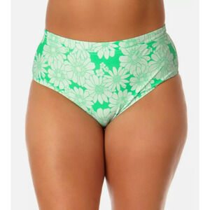 Salt + Cove Junior Aqua Floral Swim Bottoms Green Plus Size 1X 11621